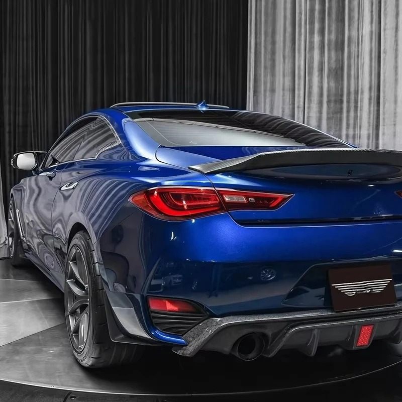 New  High Quality Wet Carbon Fiber Rear Diffuser Lights Exhaust Cut-Outs Q60S Coupe Bumper-Bolt-On 100% Fitment